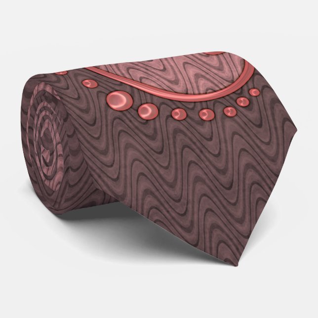 Nouveau Retro Pink and Brown Monogrammed Tie (Rolled)