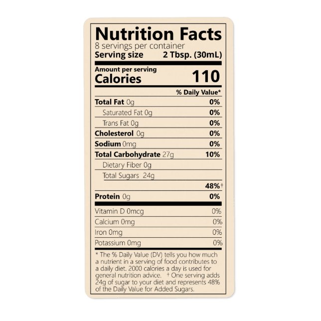 Nouveau sirop d'érable - valeur nutritive Étiquett (Devant)