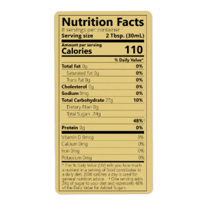 Nouveau sirop d'érable - valeur nutritive Étiquett