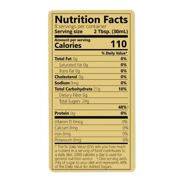 Nouveau sirop d'érable - valeur nutritive Étiquett (Devant)