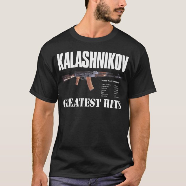 NOUVEAU T-SHIRT NOIR RARE D'ARME À FEU D'AK-47 DE (Devant)
