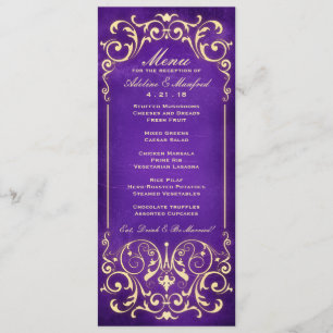Nouveau Victorian : Gold & Eggplant Menu Mariage