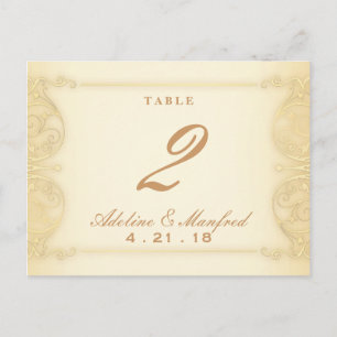 Nouveau Victorian Pale Gold Fancy Table Number Postcard