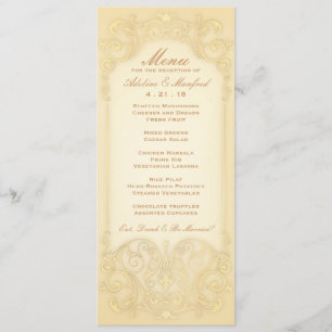 Nouveau Victorian: Pale Gold Fancy Wedding Menu