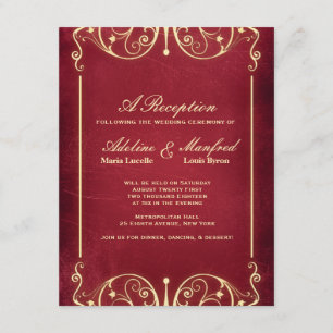 Nouveau Victorian: Red & Gold Reception Enclosure Card