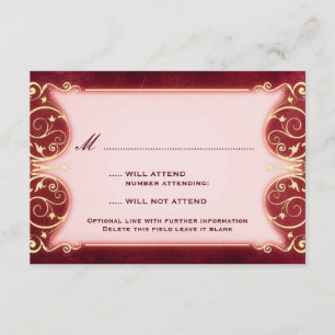 Nouveau Victorian: Red & Gold RSVP Card