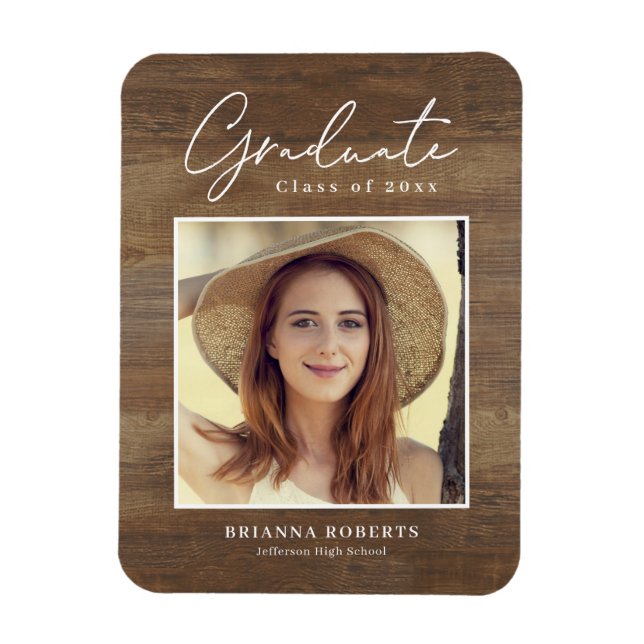 Nouveau Voyage Rustic Graduation Magnet Faire-part (Vertical)