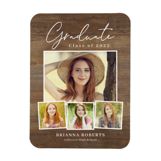 Nouveau Voyage Rustic Graduation Magnet Faire-part (Vertical)