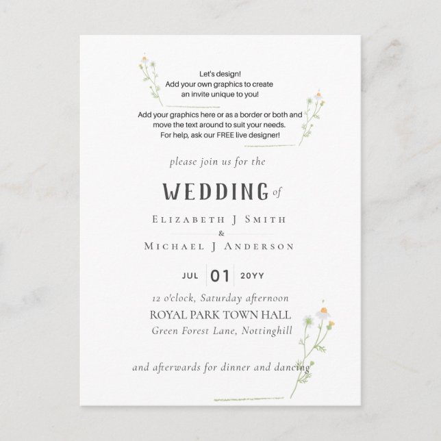 NOUVEAUTÉ ! CONCEVOIR PROPRE MARIAGE INVITER Carte (Devant)