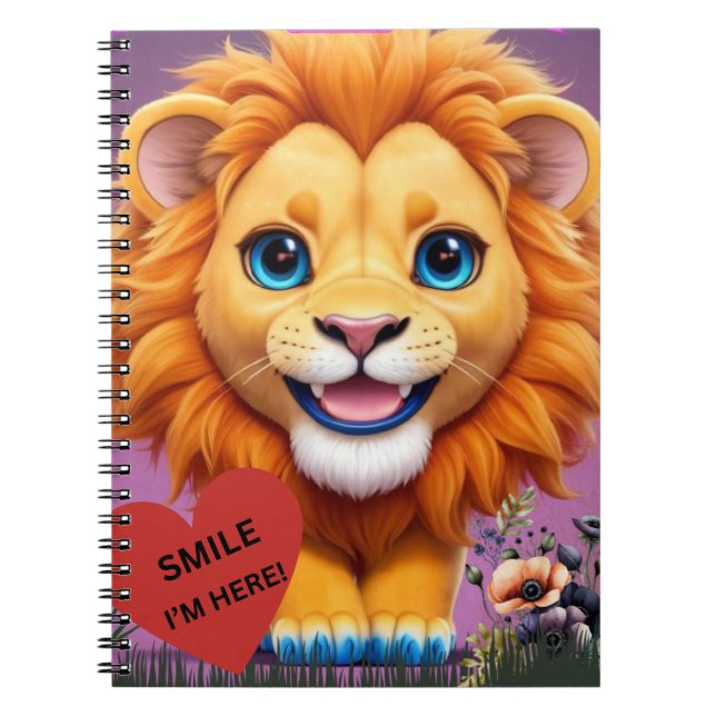 NOUVEAUTÉ ! Couverture Carnet Lion Cub souriante (Devant)