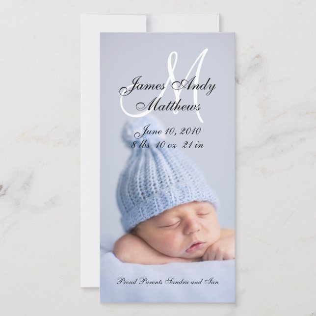 Nouveaux Cartes photos pour bébés garçons (Devant)