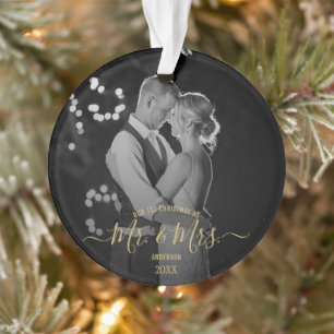 Nouveaux mariés Première photo de Noël simple