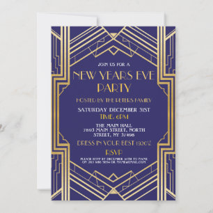 Nouvel An 1920 Eve Invitation Gatsby Party Gold