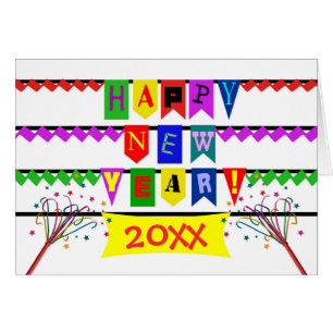 Nouvel An Ajouter Date Bright and Coloror Flags