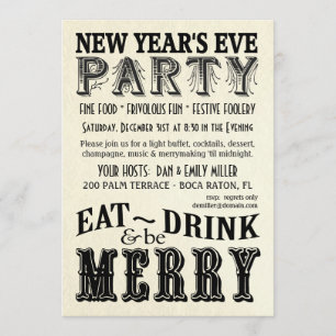 Nouvel An - Boire un verre Soyez joyeux Invitation