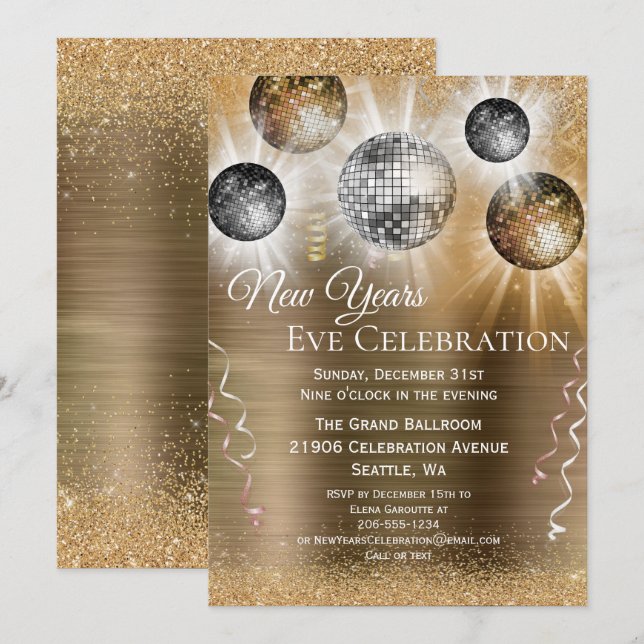 Nouvel An branché Eve Invitation (Devant / Derrière)