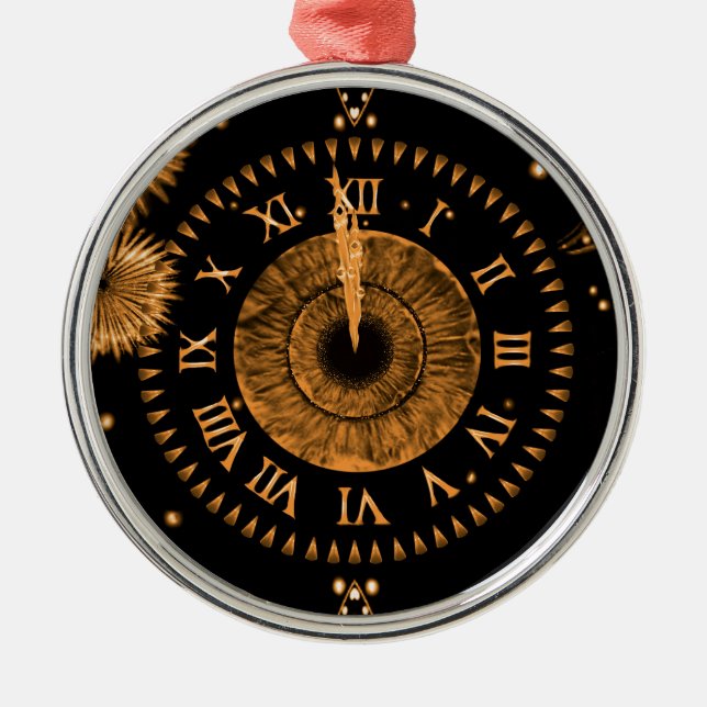 Nouvel An Bronze Iris Horloge métal ornement (Devant)