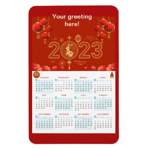 Nouvel an chinois 2023 Calendrier de lapin Magnet 