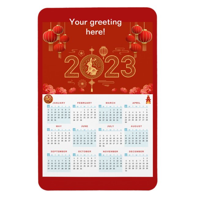 Nouvel an chinois 2023 Calendrier de lapin Magnet  (Vertical)