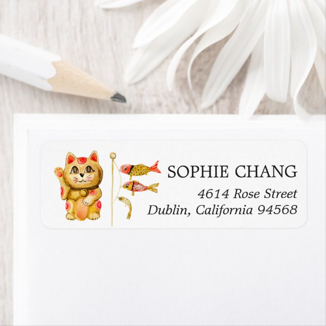 Nouvel an Chinois | Étiquette d'adresse de retour  (En situation)