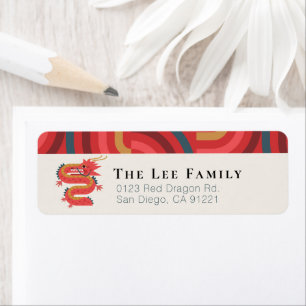 Nouvel An chinois Géométrique Rouge Dragon