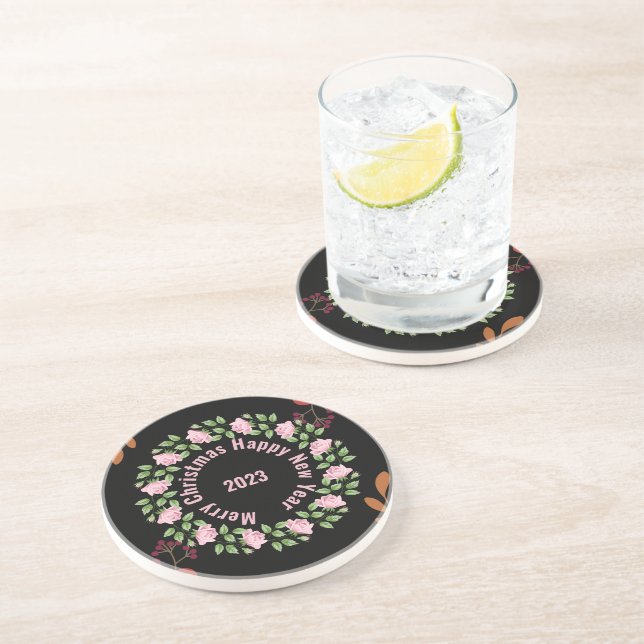 Nouvel an Dessous de verre de grès floral (Côté)