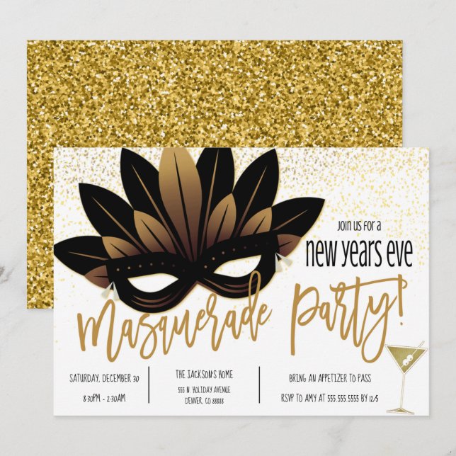 Nouvel An Eve Party Invitation (Devant / Derrière)