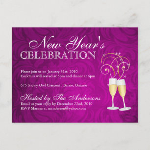 Nouvel An Eve Party Invitations Cartes postales