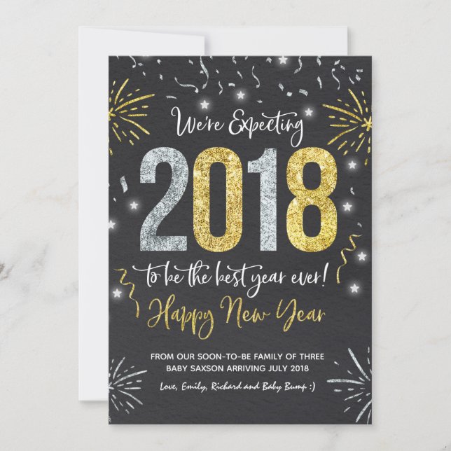 Nouvel An Faire-part de grossesse Nouvel An 2018 (Devant)