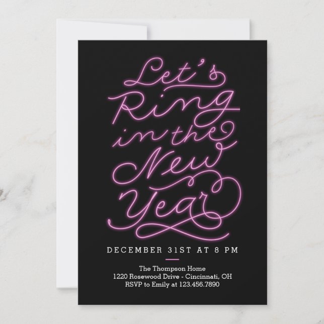Nouvel An Glow New Year's Eve Party Invitation (Devant)