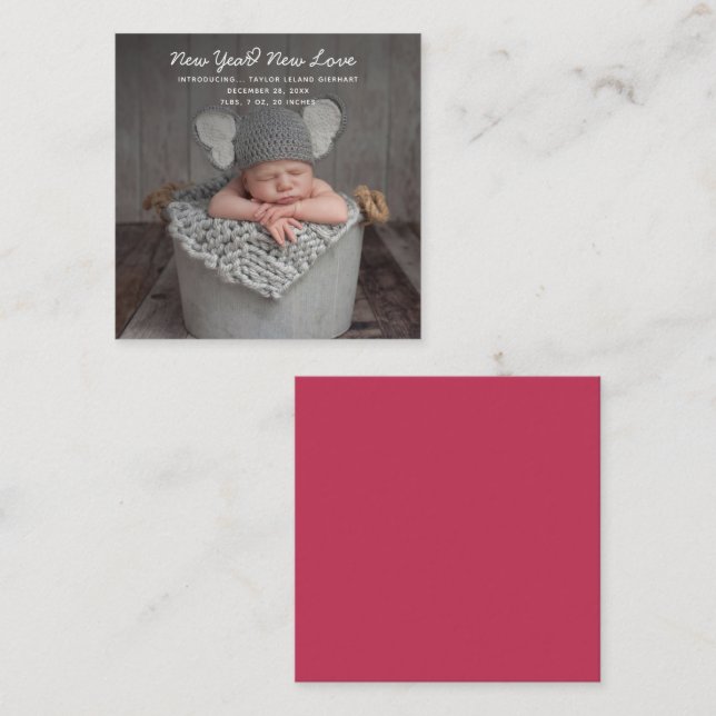 Nouvel An Love Faire-part de naissance photo (Devant / Derrière)
