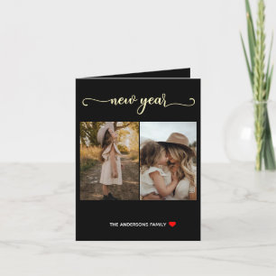 Nouvel An   Noir d'or  2 Carte photo