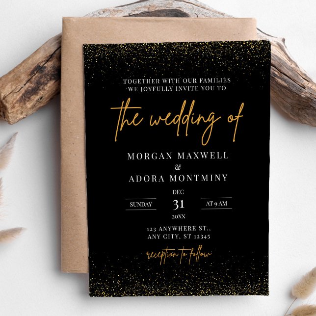 Nouvel An noir et or Faire-part de mariage (Créateur téléchargé)