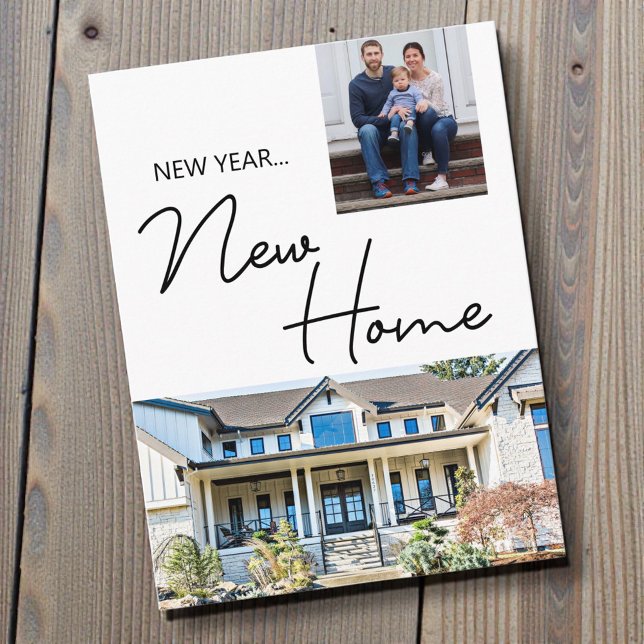 Nouvel An Nouveau Accueil Moving photos Faire-part (New year new home photo postcard )