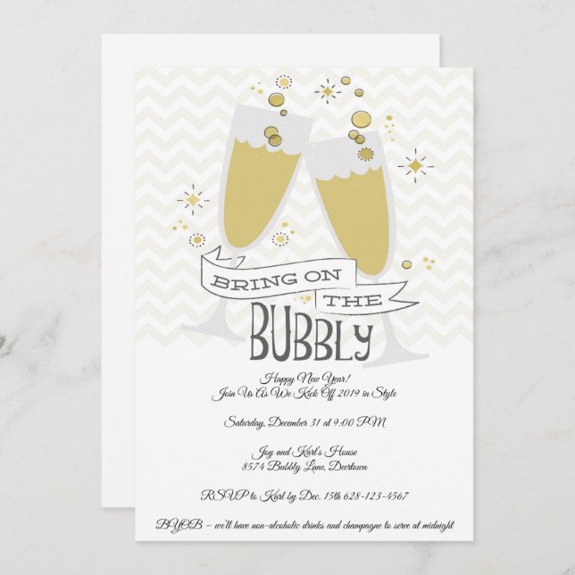 Nouvel An Soirée Invitation (Devant / Derrière)