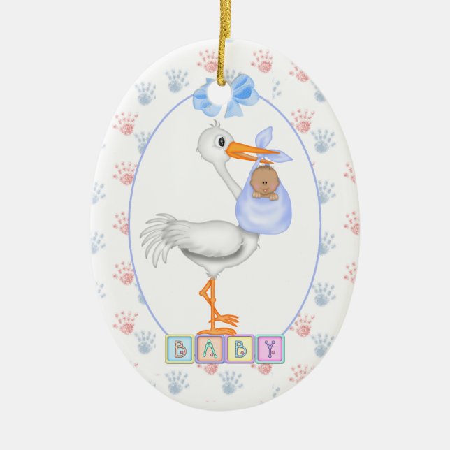Nouvel ornement ethnique de cigogne de bébé (Devant)