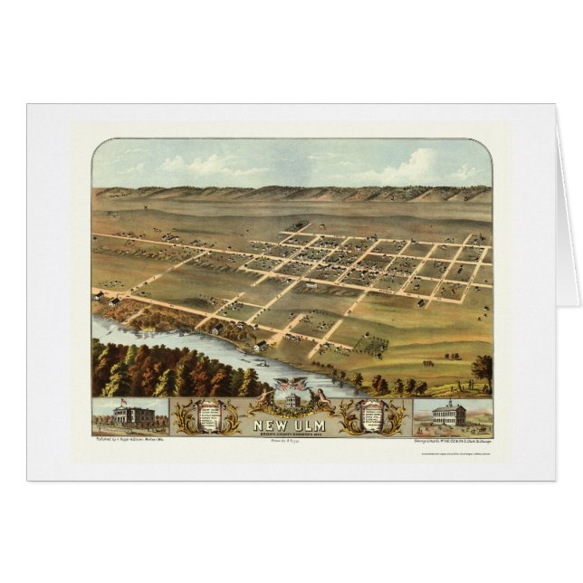 Nouvel Ulm, carte panoramique de manganèse - 1870 (Devant horizontal)
