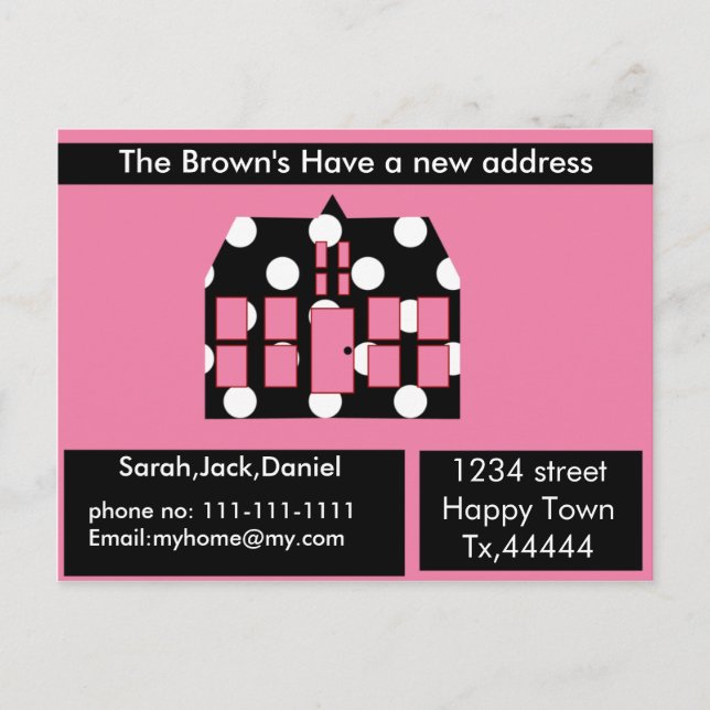 Nouvelle adresse carte postale (Devant)