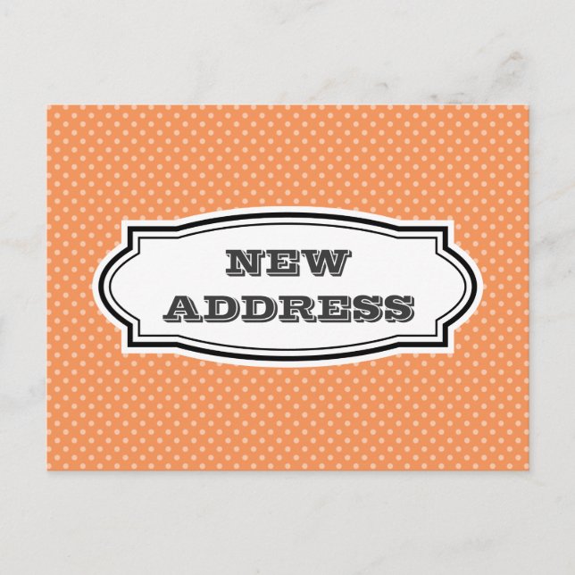 NOUVELLE adresse carte postale avec pois orange (Devant)