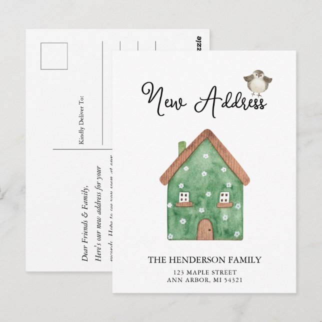 Nouvelle adresse Cute Home Moving Faire-part Carte (Devant / Derrière)