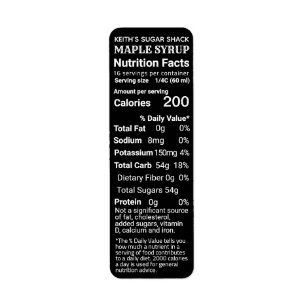 NOUVELLE adresse de retour Sirop d'érable Nutritio