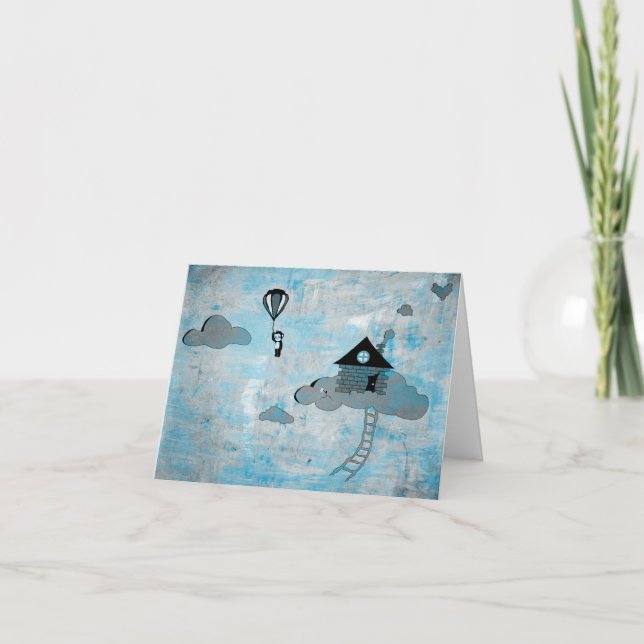 nouvelle adresse faire-part : singe dans les nuage (Devant)