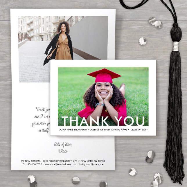 Nouvelle adresse Graduation photo plié Carte de re (Créateur téléchargé)