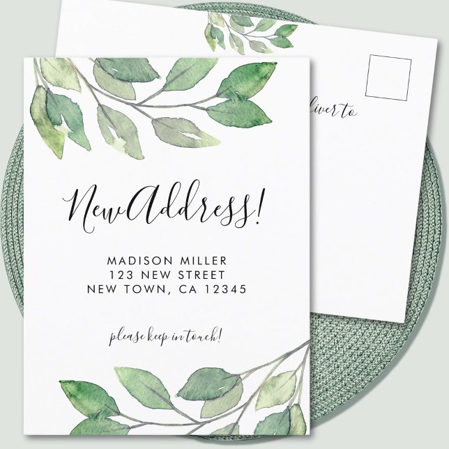 Nouvelle adresse Greenery Moving Faire-part carte  (Créateur téléchargé)