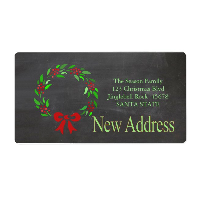 Nouvelle adresse x-mas couronne Étiquette de vacan (Devant)