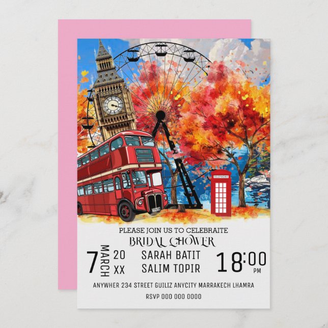 Nouvelle-Angleterre Watercolor Invitation MODÈLE,  (Devant / Derrière)