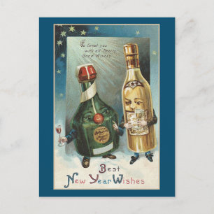 NOUVELLE ANNÉE VINTAGE MEILLEURE VOLONTÉ CARTE POS
