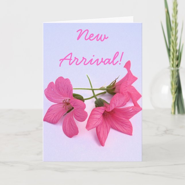 Nouvelle arrivée bébé fille rose fleurie carte de  (Devant)