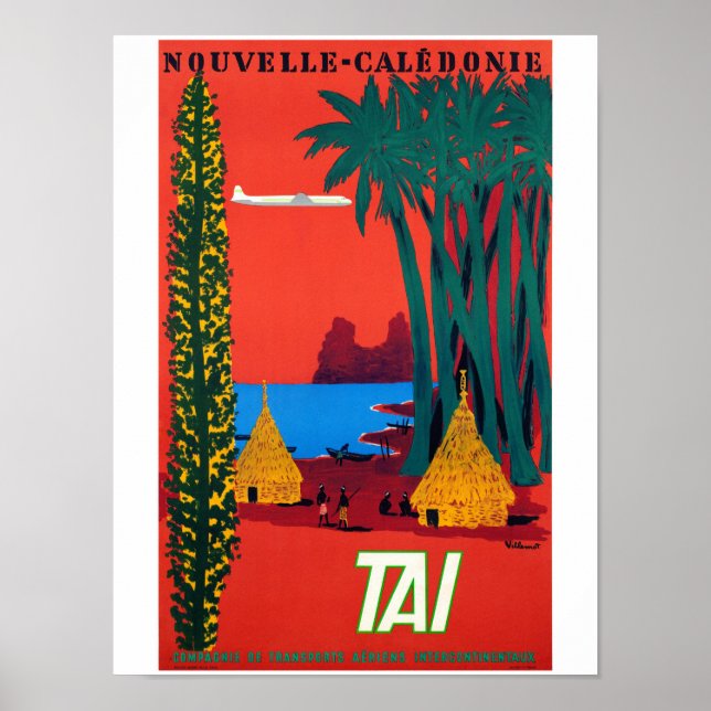 Nouvelle-Calédonie Poster Vintage voyage restauré (Devant)
