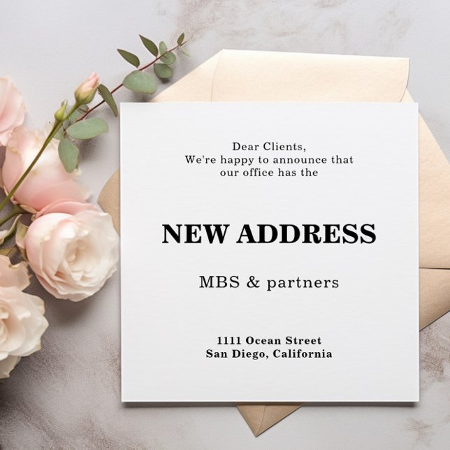 Nouvelle carte Carré d'adresse Business Office (Créateur téléchargé)